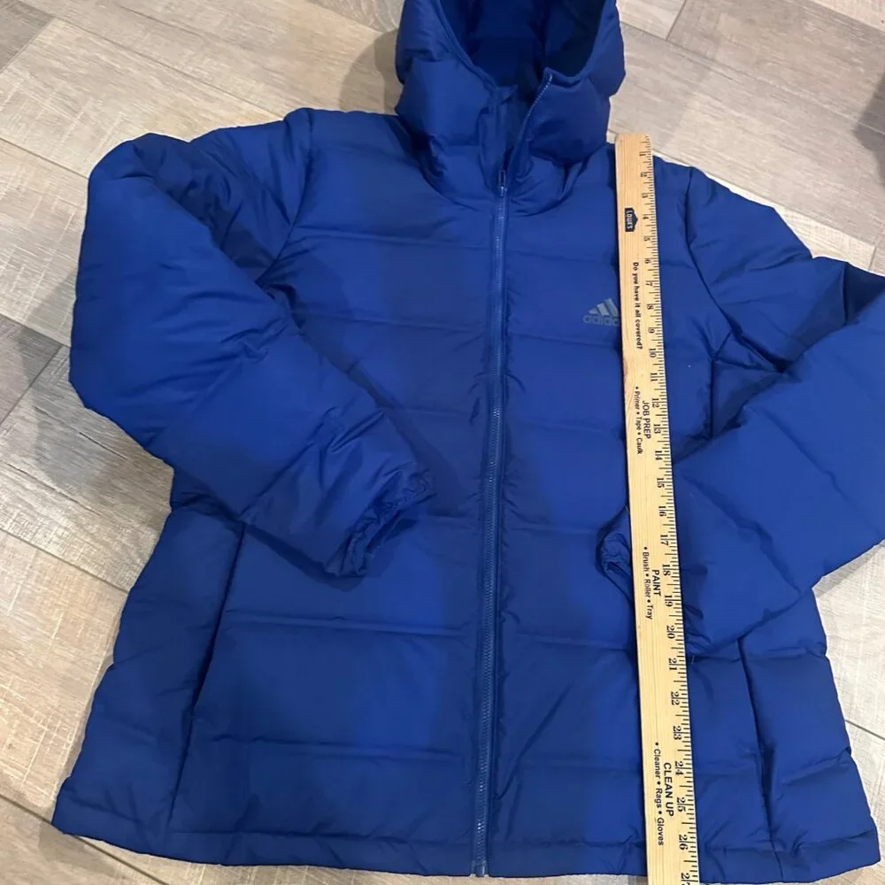 ADIDAS MENS ROYAL BLUE XL HOODED PUFFER JACKET